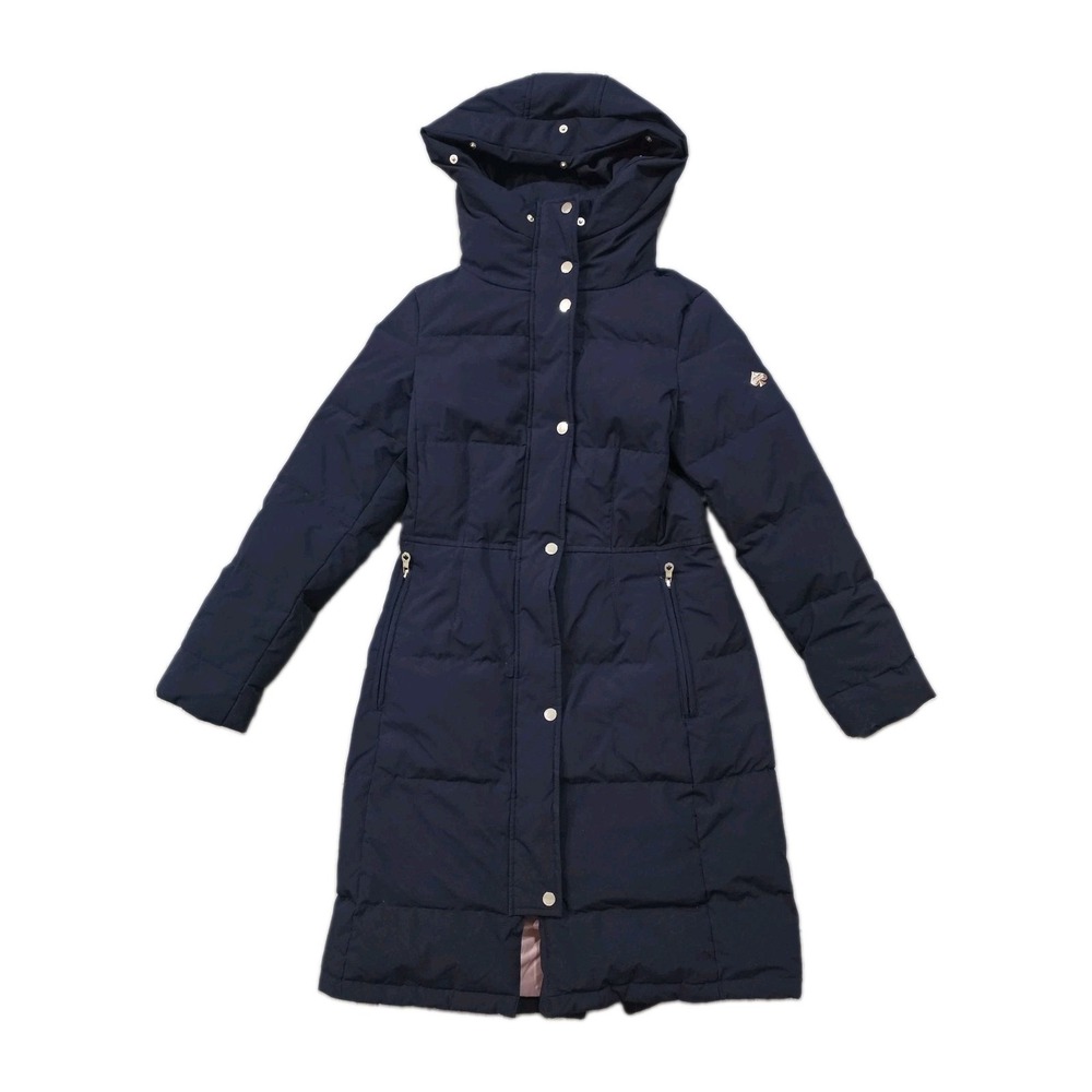 Kate Spade New York Navy Long Down Puffer Coat with Pink Lining - Small